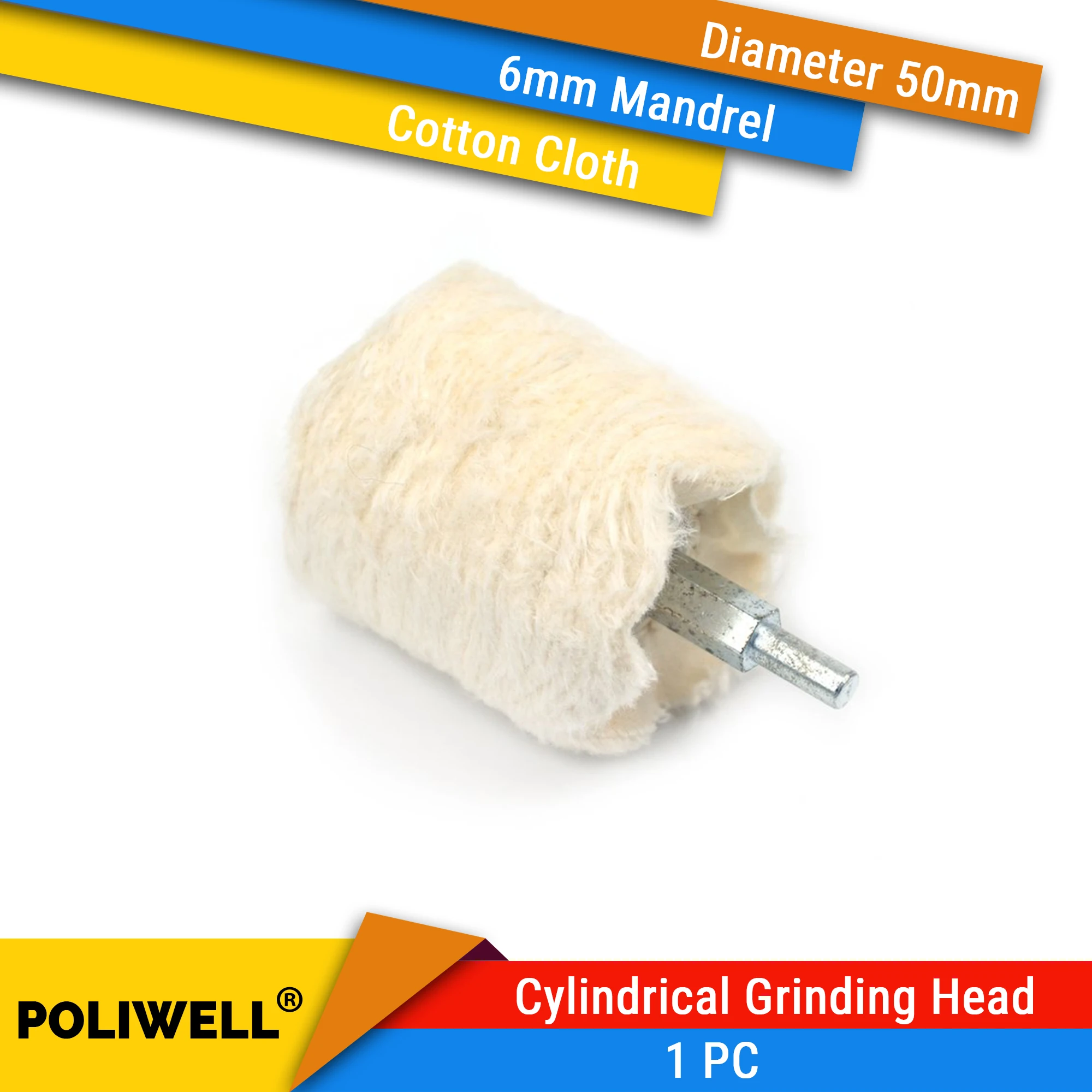 1 шт. 50 мм цилиндрическая Шлифовальная головка из чистого хлопка ткань Полировка буферическое колесо с 6 мм оправки подходит абразивный дремель инструменты