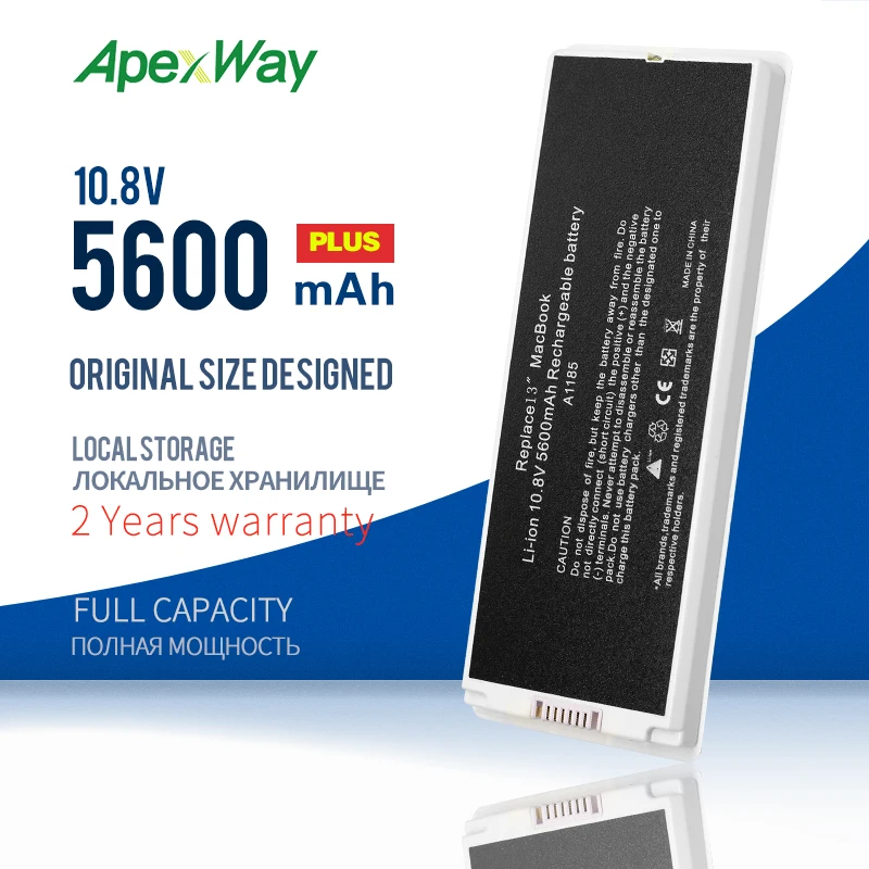 

Apexway Battery for Macbook 13" MAC A1185 A1181 MA566FE/A MB881LL/A White 10.8V 5600mAh