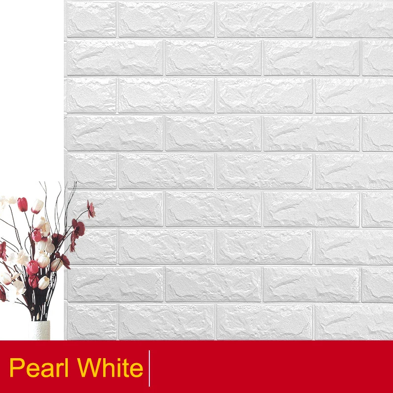Pearl White Самоклеющиеся водонепроницаемые ТВ фоновые обои-с рисунком кирпича 3D стикер стены гостиной обои для спальни декоративные 70*77 - Цвет: Pearl White