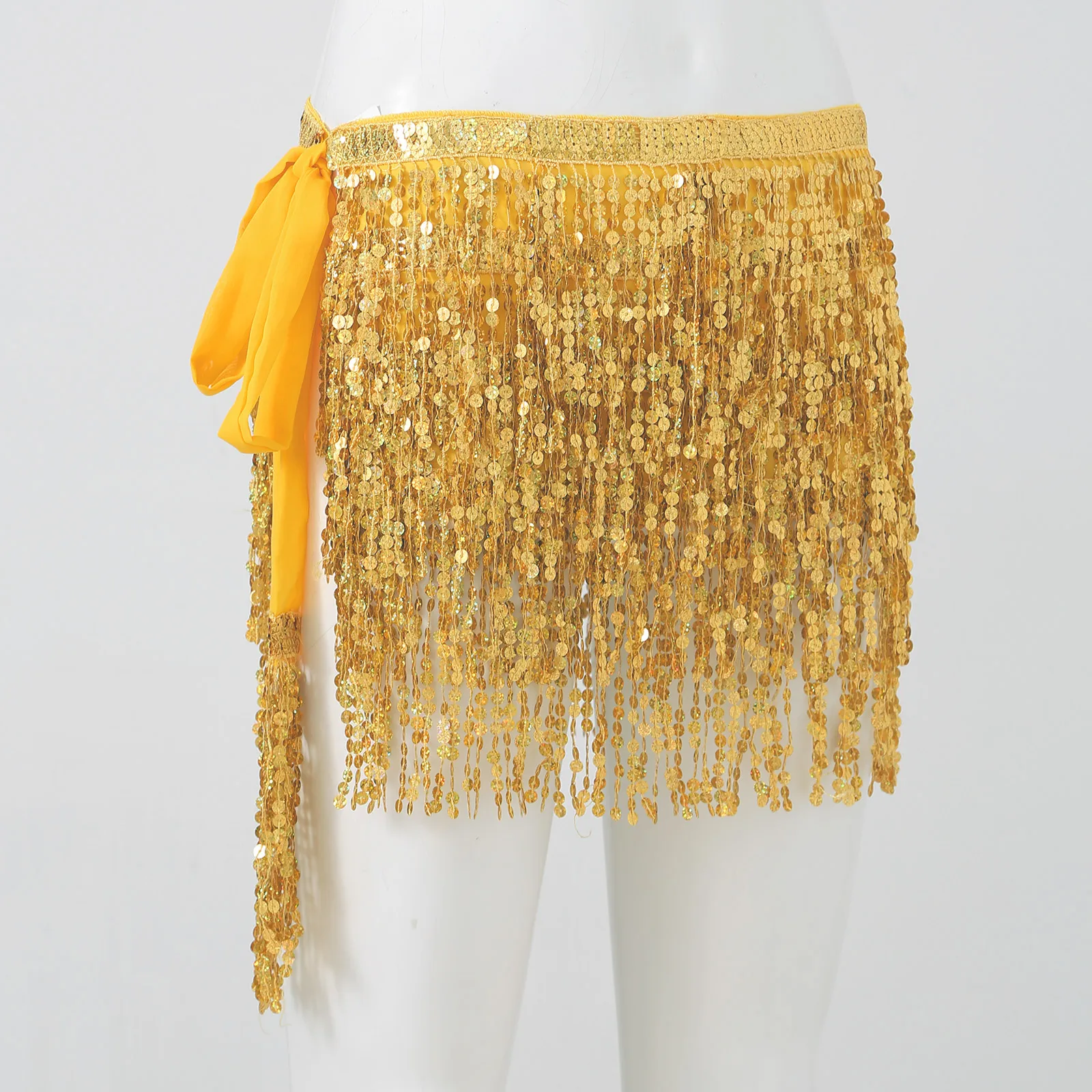 

Женская Блестящая юбка с бахромой и блестками для танца живота