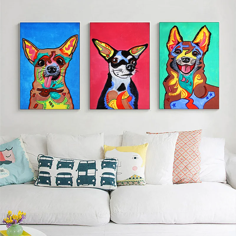 

Graffiti Abstract Animals Dog Wall Art Prints Canvas Posters Pictures Watercolor Oil Painting For Children Bed Room Decoration