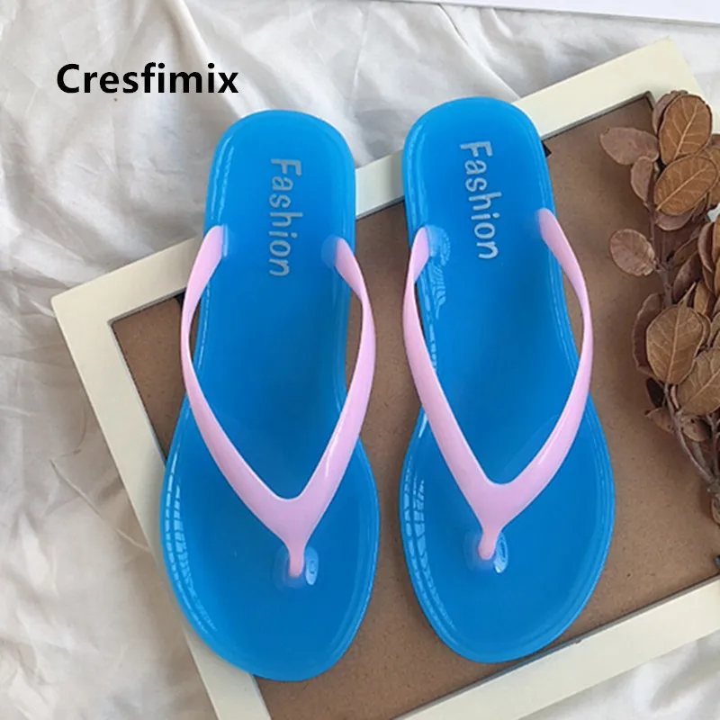 

Cresfimix Chanclas De Mujer Teenager Cute White Transparent High Quality Flip Flops Ladies Casual Comfortable Summer Slippers