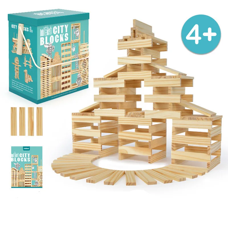 

Kids Wooden Building Blocks Set 100/300 PCS Hardwood Plain Colored Wood Block for Boys & Girls DIY Toys Kids Toys Wood Stacker