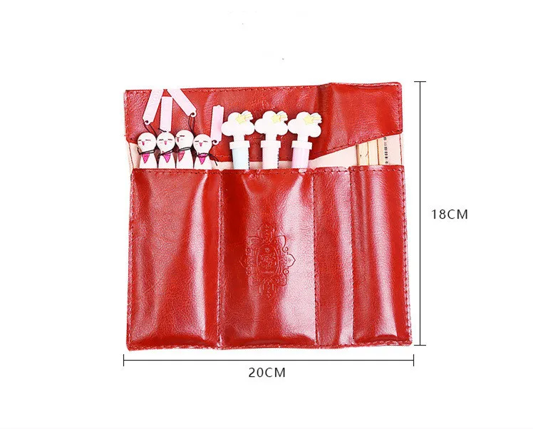 Винтажная Роскошная рулонная кожаная косметичка в стиле ретро пенал для