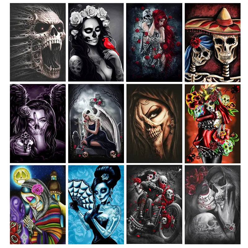 

Diamond Painting Personality Skull Mask Mosaic Cross-stitch Square Drill Round Drill Home Decorative Picture Hanging Painting