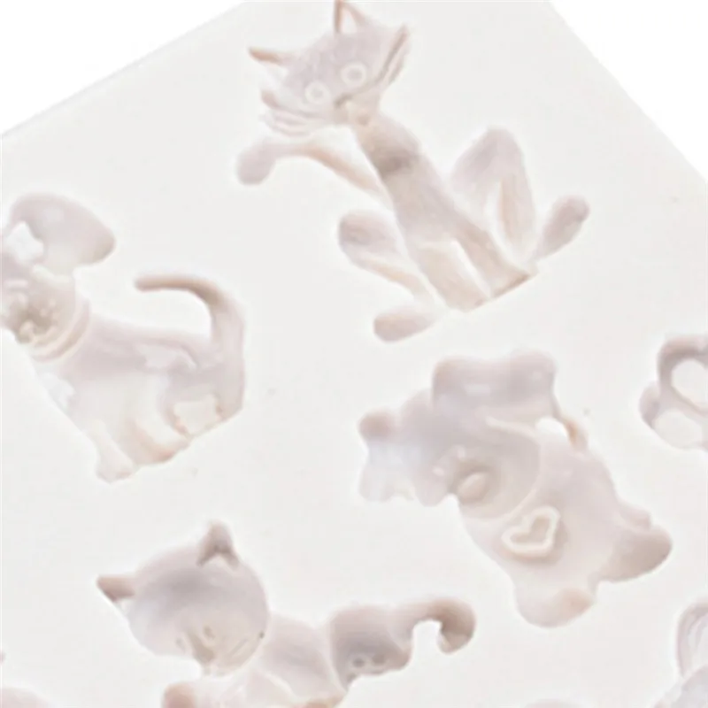 Новые DIY 3D кошачьи щенки Золотая рыбка милые анимла силиконовые помадные формы