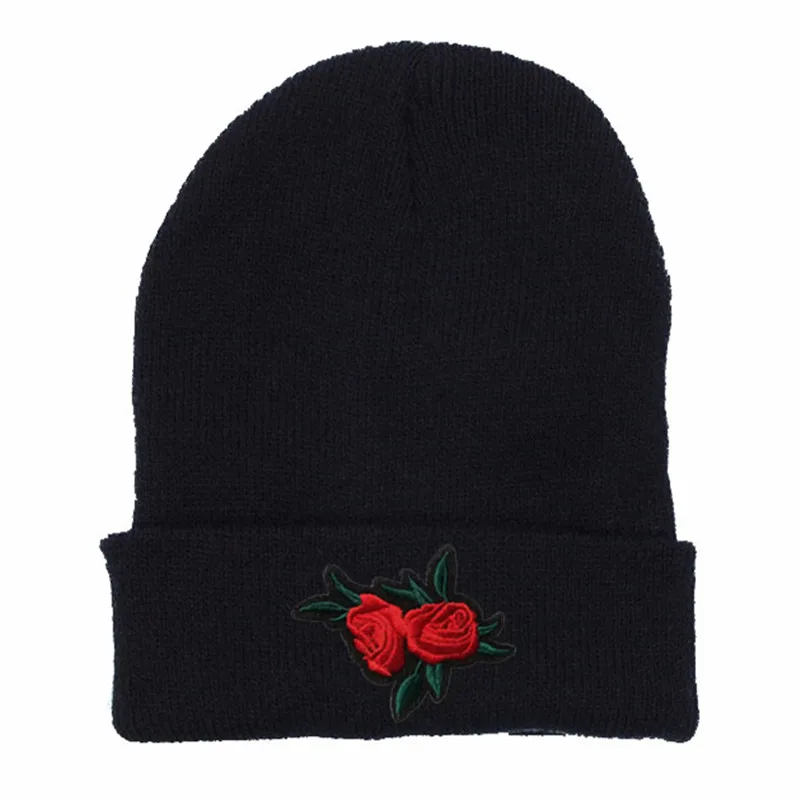 Модная шерстяная шапка зимние шапки с розой Повседневная для мужчин и женщин