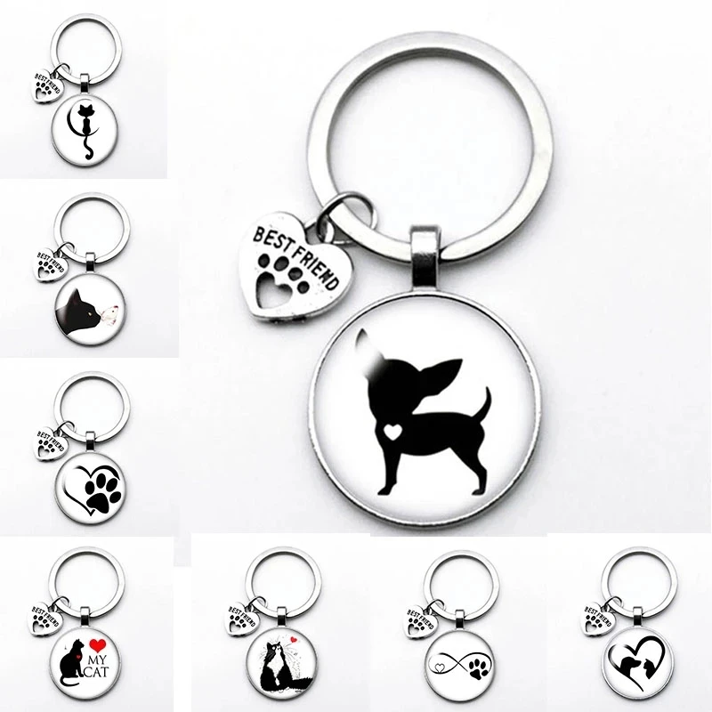 

Very Cute Naughty Cat Keychain, I Love My Dog Keychain, A Holiday Gift For Fashionable Friends