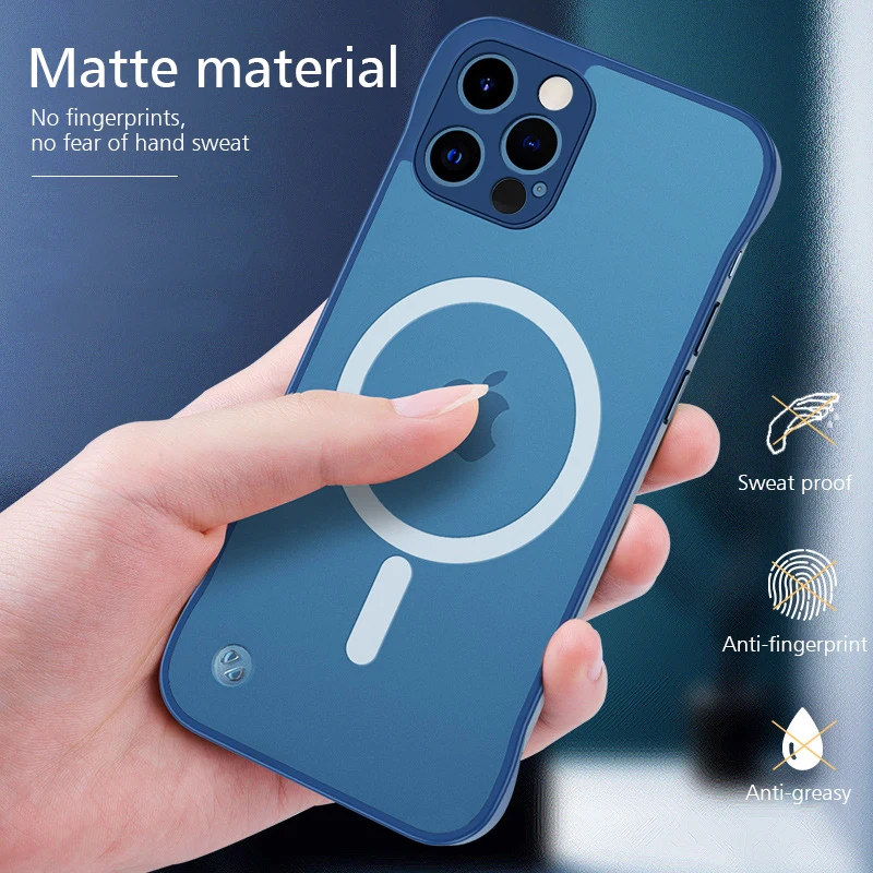 Magnetic Wireless Charging Case For iPhone 15 Pro Max Plus thin No Bumper Design with No Fingerprint Matte Back Cover mini