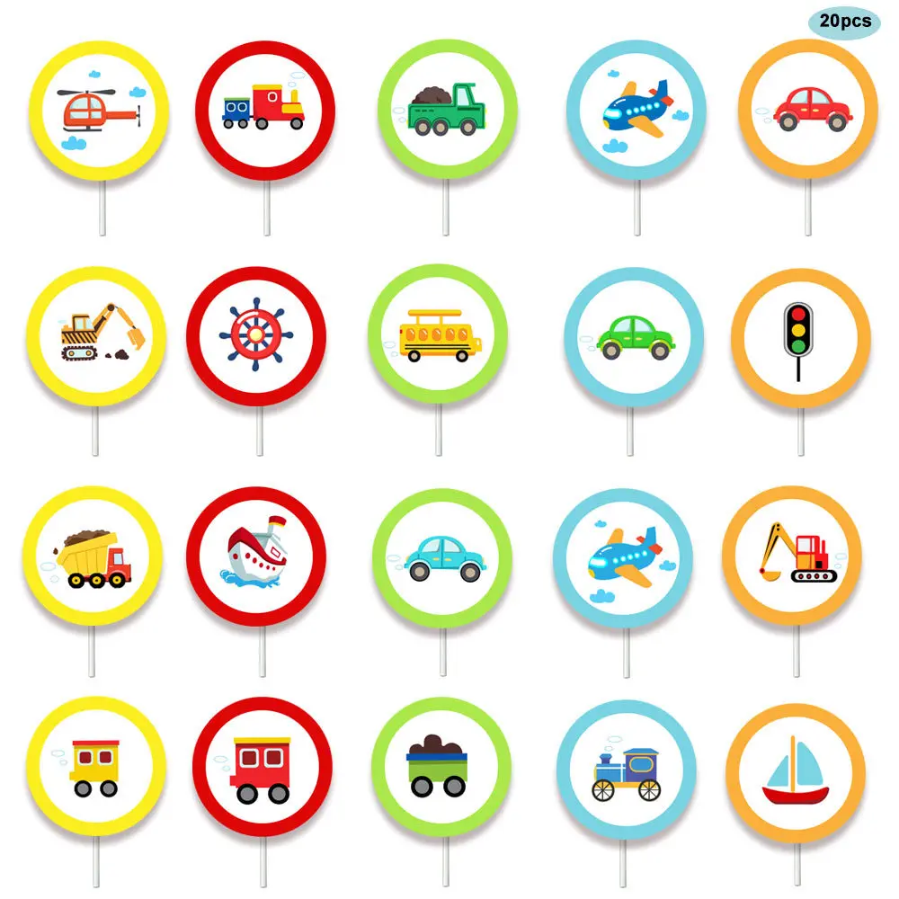 

Transportation Party Decoration Supplies for Birthday School Baby Shower Kids Set Balloon Garland Cake Topper Ins Hot Kits