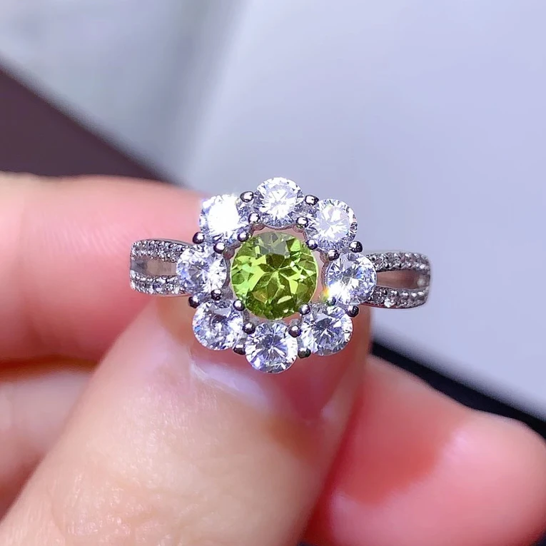 

CoLife Jewelry 100% Natural Peridot Ring for Daily Wear 5mm VVS Grade Peridot Silver Ring 925 Silver Peridot Jewelry