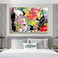 banksy monkey graffiti art inspirational canvas paintings on the wall art posters and prints street art pictures home decoration