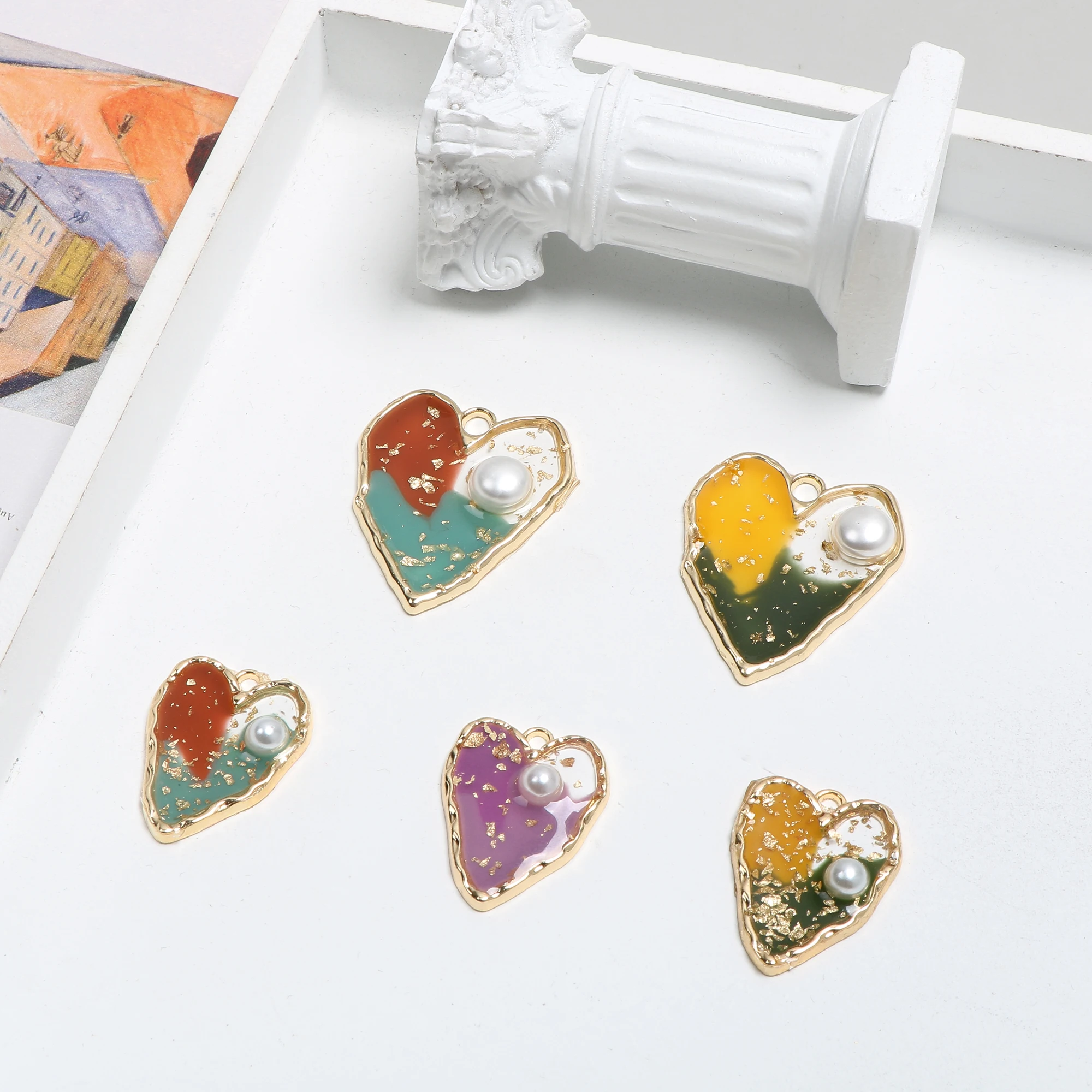 Необычные контрастные золотые фольги имитация жемчуга любовные капли