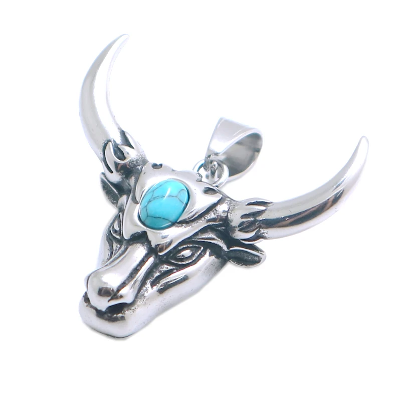 Классический винтажный кулон в виде головы вола из нержавеющей стали 316L |