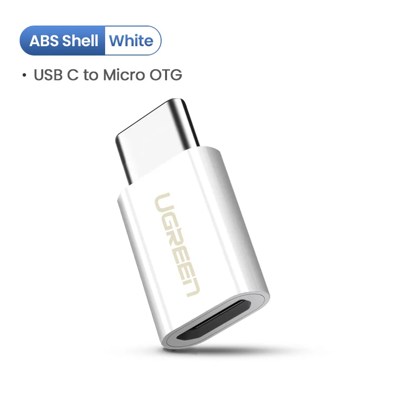 ABS White Ugreen USB адаптер USB C на Micro USB OTG Тип Кабеля C конвертер для Macbook samsung Galaxy S8 S9 huawei p20 pro p10 OTG адаптер - Цвет: ABS White