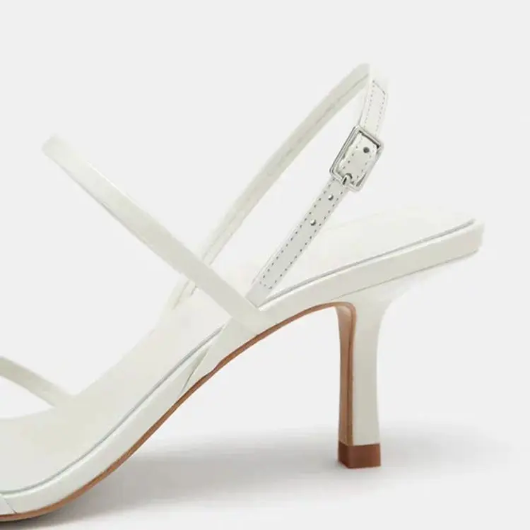 

Fashion Womens Shoes 2021 Sandals Stiletto Heels Ankle Strap Square Toe Suit Female Beige All-Match Luxury Summer Girls New Blac