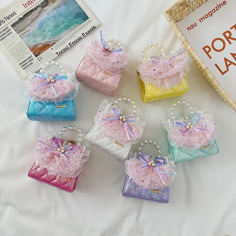 Bolsas e Bolsas de Mão Crianças Bonito Meninas Mini Crossbody Kawaii Menina Laço Festa Bolsa Tote Criança Moeda 2021