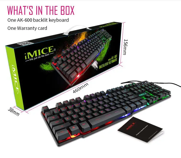 Игровая клавиатура iMice с RGB подсветкой механическая на ощупь 104 клавиш игровые