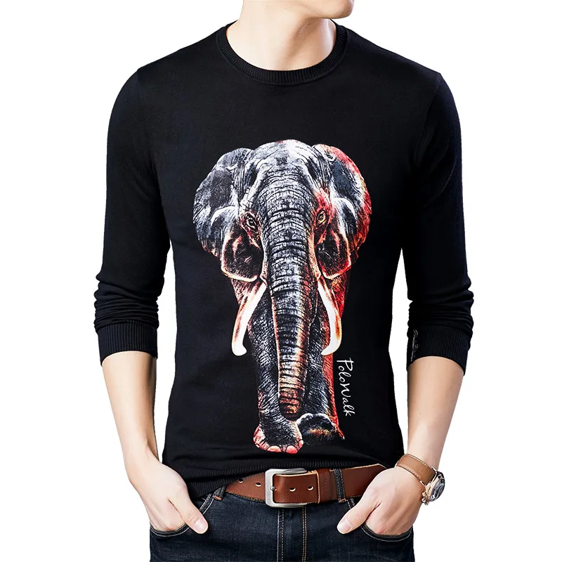 Sueter Hombre приталенный мужской свитер с животным принтом Chompas 2020 весенний Модный