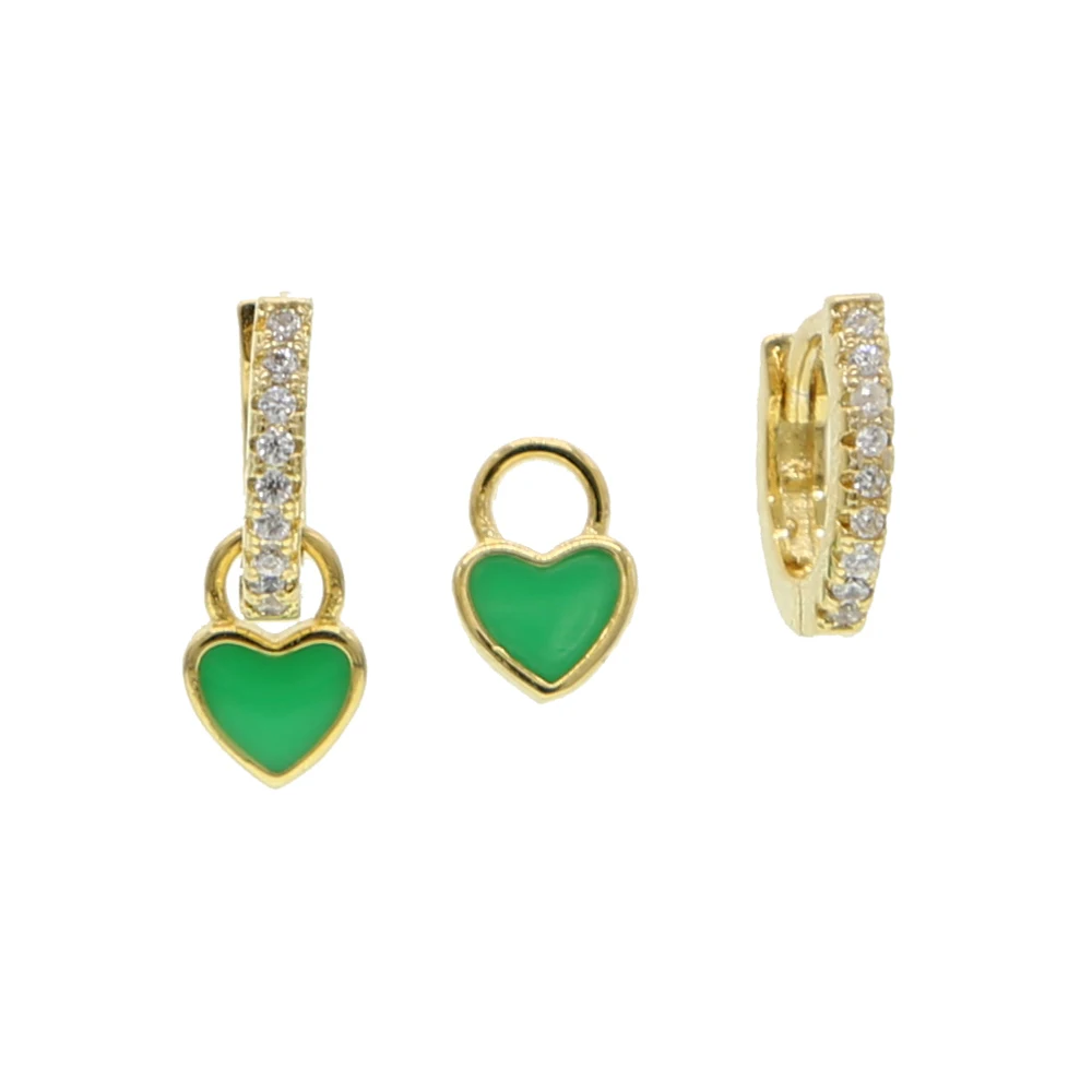 Candy Colorful Earrings Paved With Romantic Cz 4 Colors Rinbow Heart Shape Charm Jewlery For Wedding Gift 2021 New | Украшения и