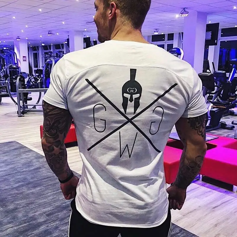 

2018 New Men Casual Fashion Print T-shirt Summer Gyms Fitness Short AXSM02