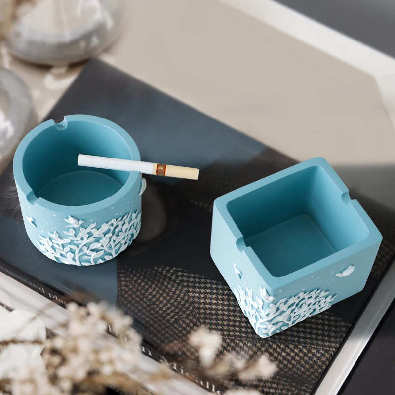 

Fashion Windproof Ashtray Moden Resin Round Square Ashtray for home office hotel outdoor Gift Smokeless Ashtray Holder