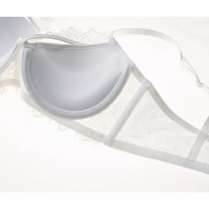 Комплект женского нижнего белья кружевной бюстгальтер с пуш-ап и прозрачные