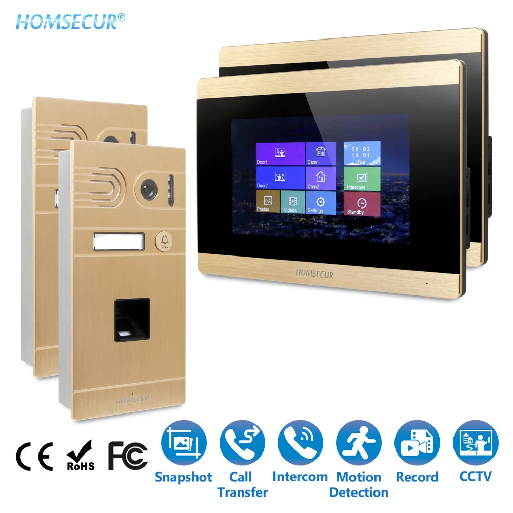 HOMSECUR 7 &quot Проводной Свободные Руки Видео и Аудио Смарт Дверной Звонок Камера с