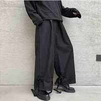 2022 mens trousers spring autumn personality bandage slacks mens slacks large size black youth yamamoto style stage outfit