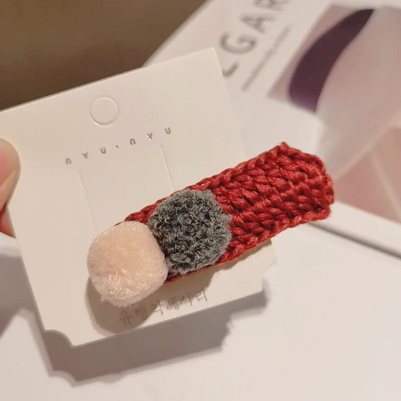 

New Fashion Autumn And Winter Wool Weaving Hairpin Girl Wild Bangs Colorful Hair Clip Headwear Hair Accessories