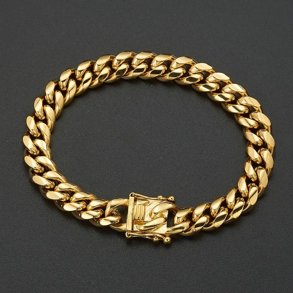 

8/10/12/14/16/18mm Wide Silver Gold Color 316L Stainless Steel Bracelet Curb Cuban Link Chain For Men Women Jewelry 7-11"