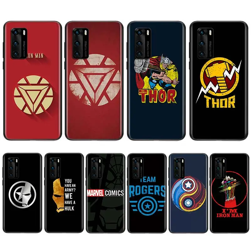 

Marvel Avengers Hero Logo For Huawei Nova 5i P Smart 2021 2020 Z S Plus Mate 40 RS 30 20 10 Pro Lite 2019 2018 Phone Case