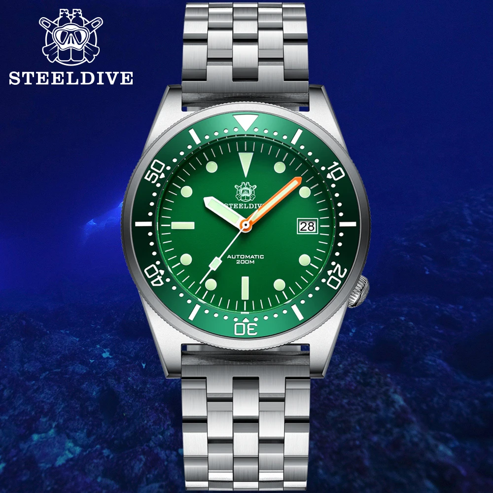 

STEELDIVE Акула часы для дайвинга Для мужчин 200 м Для мужчин s часы автоматические механические Водонепроницаемый 200 м Япония NH35 сапфир часы Авто...