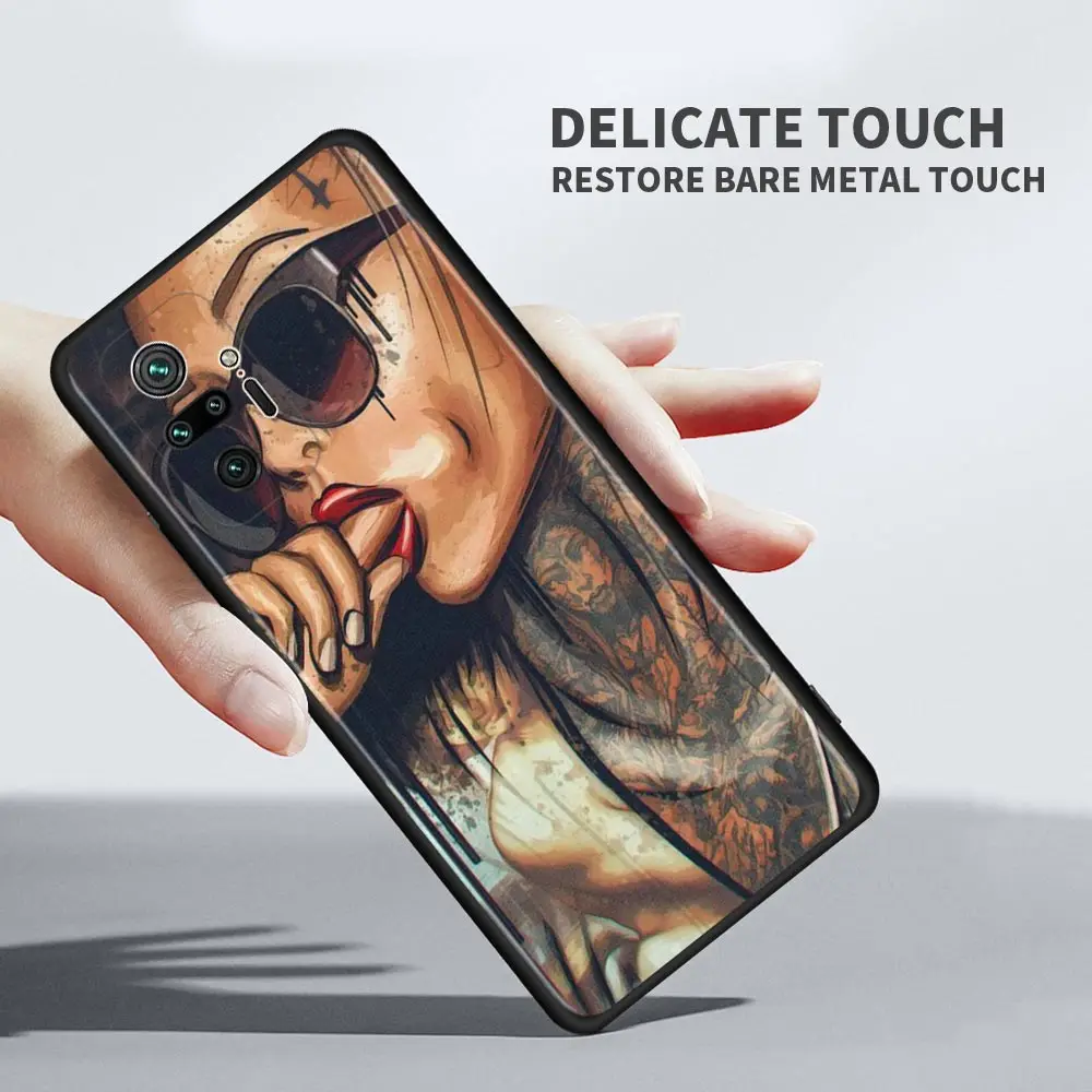 Phone Case for Xiaomi Redmi Note 10 Pro 5G 8 8T 9 9T 9S Cover 7 7A 8A 9A 9C Funda Capa Sexy Sleeve Tattooed Girl | Мобильные