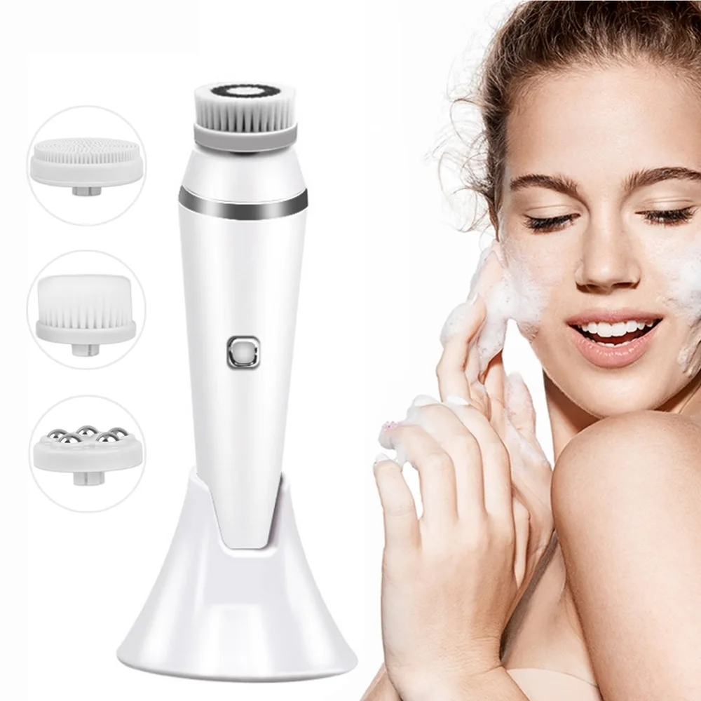 

Electric 4in1 Face Cleansing Brush Sonic Blackhead Exfoliating Silicone Face Cleaner Skin Tightening Massage Home Spa Skin Care