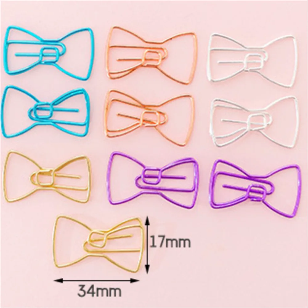 bowknot 10 шт./упак. милый кактус бумажный с бантом зажимы Kawaii Канцелярские милые красочные вышивка «звёздочки» или «бриллианты» Форма зажимы канцелярские принадлежности - Цвет: bowknot