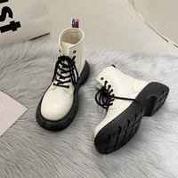 2022 new mid tube boots womens autumn and winter fashion lace up botas mujer boots sports platform high heeled womens shoes