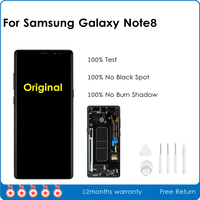 Pantalla Original Super AMOLED para Samsung Galaxy Note8, LCD, N950, N950F, piezas de repuesto con marco-0