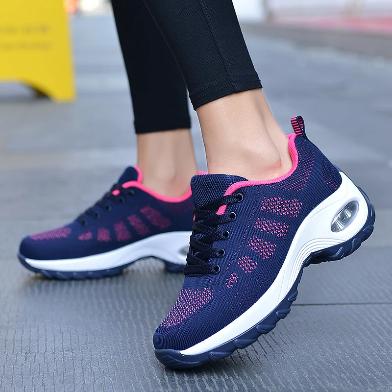 

2021 New Shoes Woman Sneakers Platform White Wedges Woman Vulcanize Shoes Flats Mesh Womans Running Sport Shoes Tenis Feminino