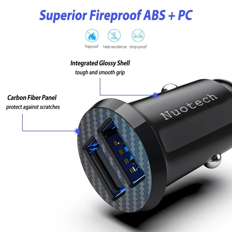 Nuotech 4.8A автомобильное зарядное устройство с двумя USB портами быстрое прикуривателем для iPhone Xiaomi Samsung