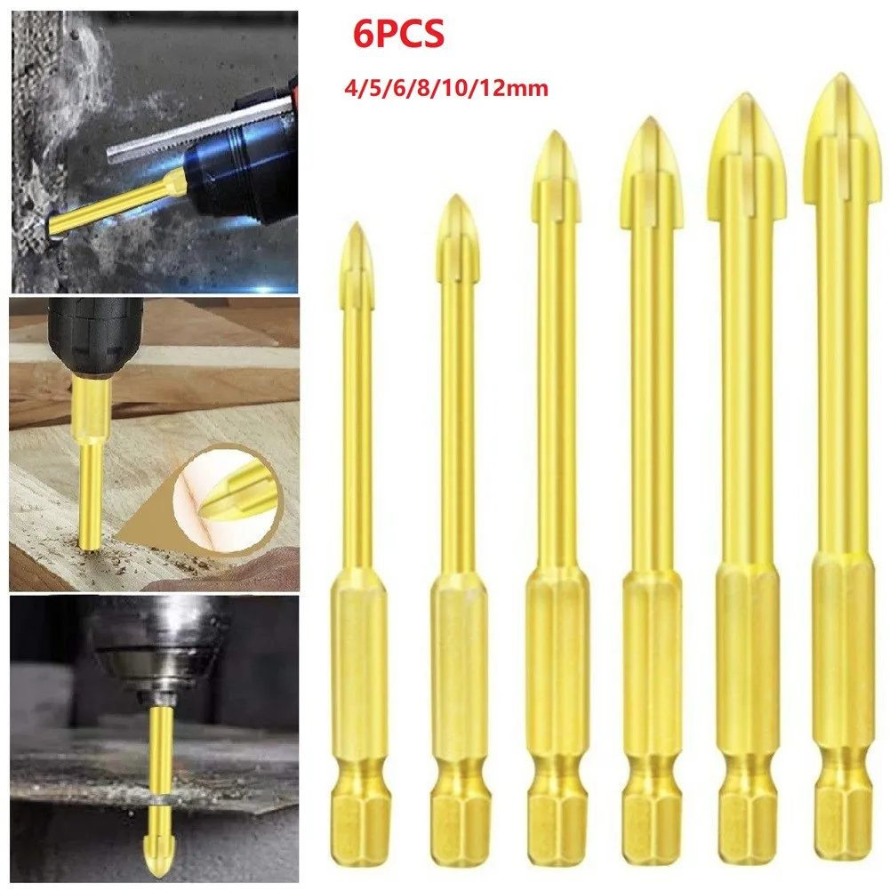 

6 Pcs Efficient Universal Drilling Tool Multifunctional Cross Alloy Drill Bit Tip 4mm 5mm 6mm 8mm 10mm 12mm Alloy Triangle Bit
