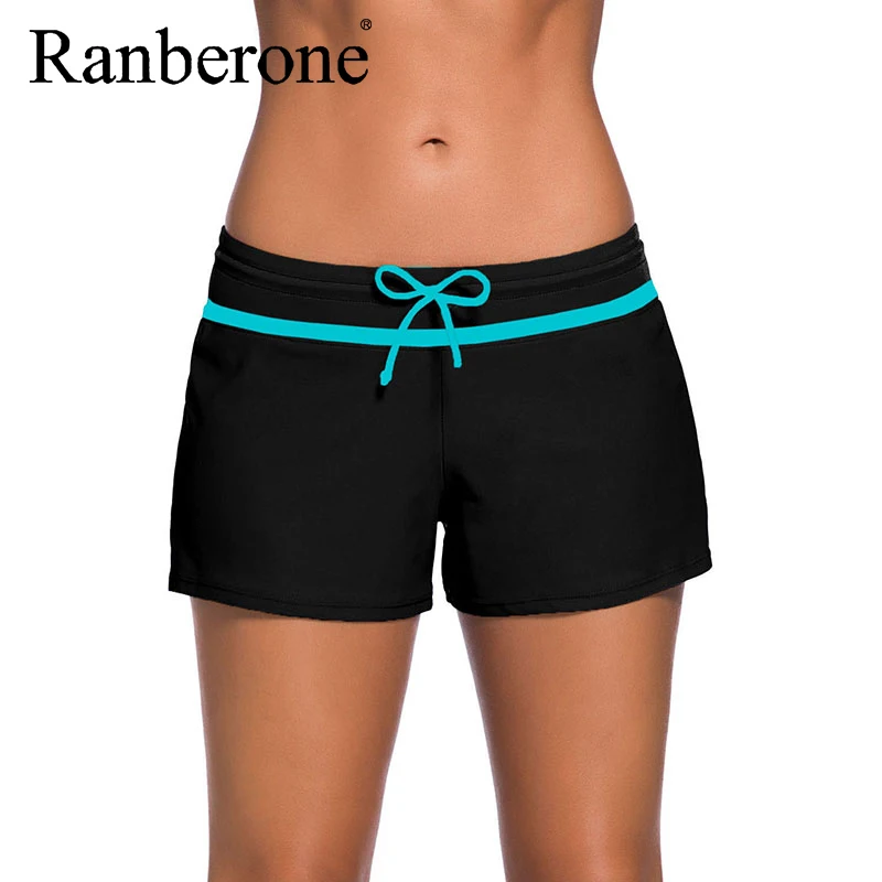 Ranberone Summer Plus Size boxer Sport Shorts Swimming Trunks Female Running Tight Gym Fitness Shorts Quick-Drying Sportswear