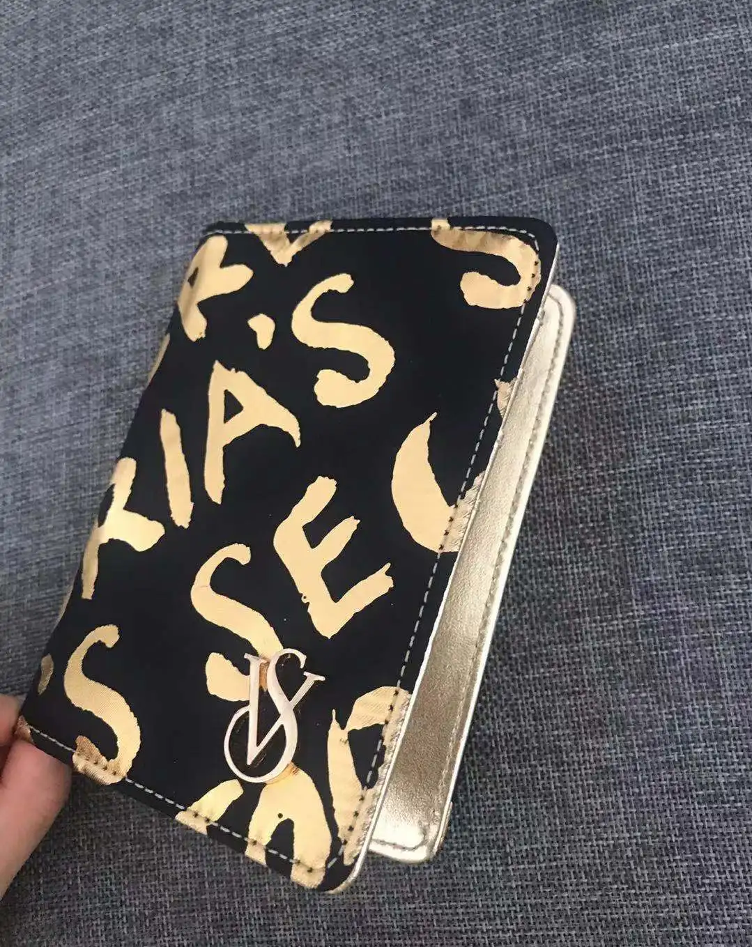 Кошелек для паспорта VS черный золотой блестящий кошелек с застежкой-молнией