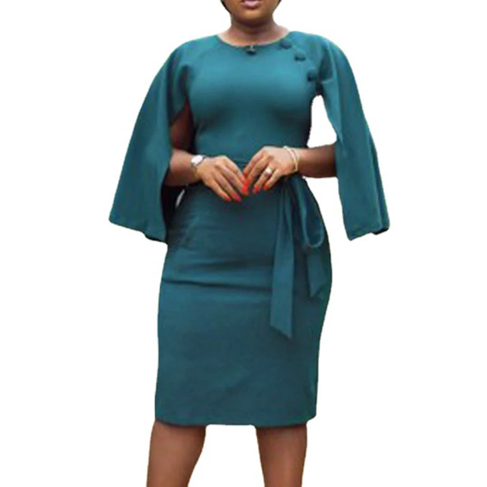 

Office Lady Plus Size Dress Spring Autumn The New Fashion Temperament Simple Designer Thin Best Sellers Cape Sleeve O Neck