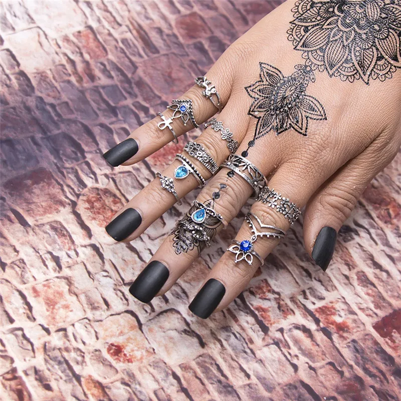 Женское кольцо с опалом ADOLPH 13 шт./компл. богемное Винтажное волнистым цветком в