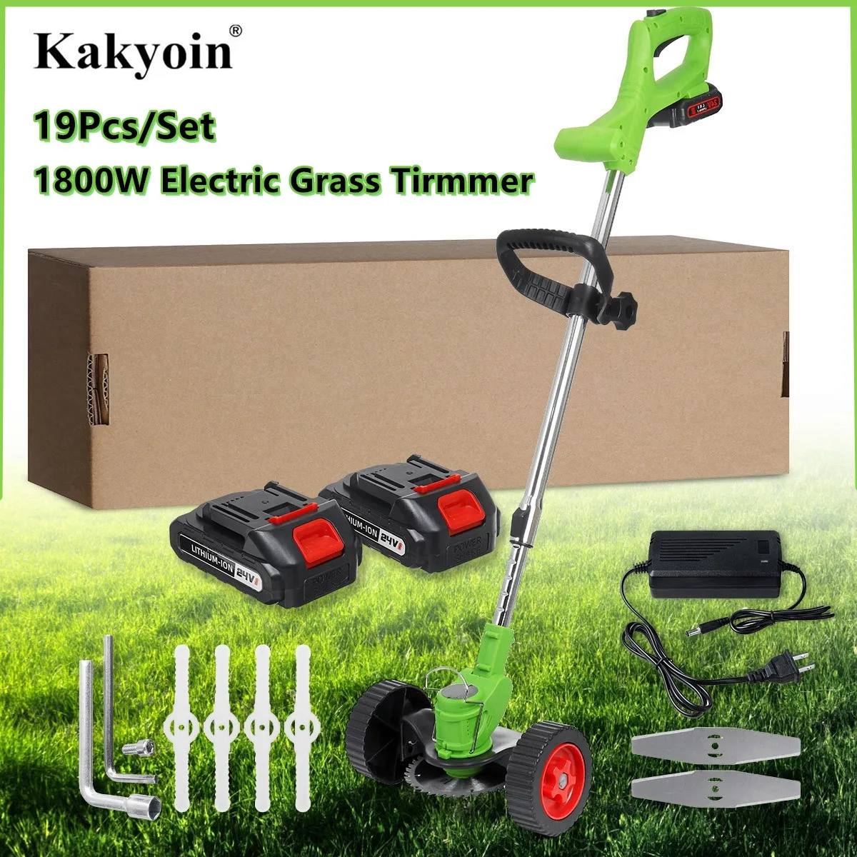 1800W Cordless Electric Grass Trimmer Lawn Mower Weeds Brush Length Adjustable Cutter Garden Tools for 18V Makita Li-Ion Battery