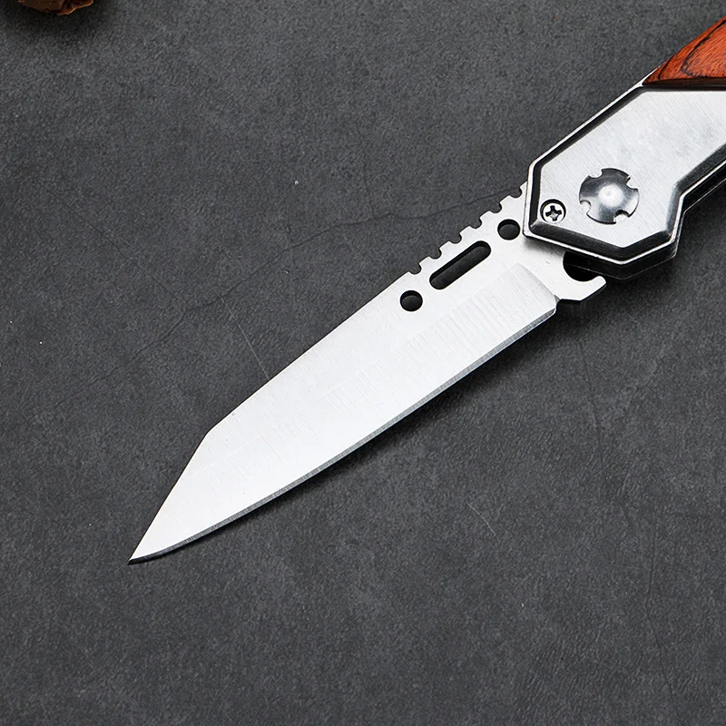 

Folding knife Outdoor high-hardness special combat self-defense knife Field tactical knife Wooden handle folding fruit knife
