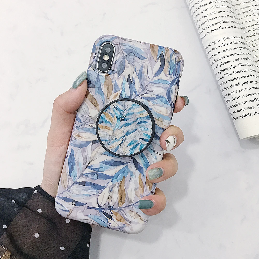 d LOVECOM ретро лист стрейч Стенд чехол для телефона для iPhone 11 Pro Max XR X XS Max 7 8 6S Plus чехол мягкий IMD Телефон задняя крышка оболочка - Цвет: d