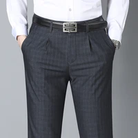 high waist formal dress trousers for men pleated straight loose thin suit mens pants summer overalls male big size 29 42