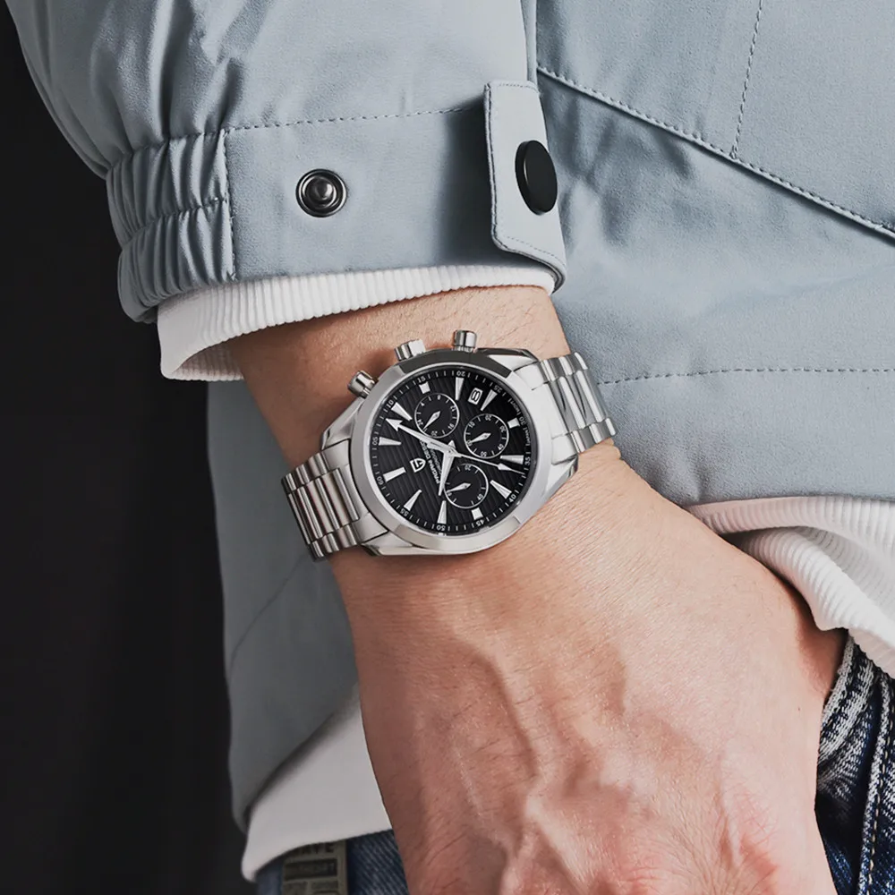 Часы наручные PAGANI Мужские кварцевые полностью стальные водонепроницаемые 100 м -